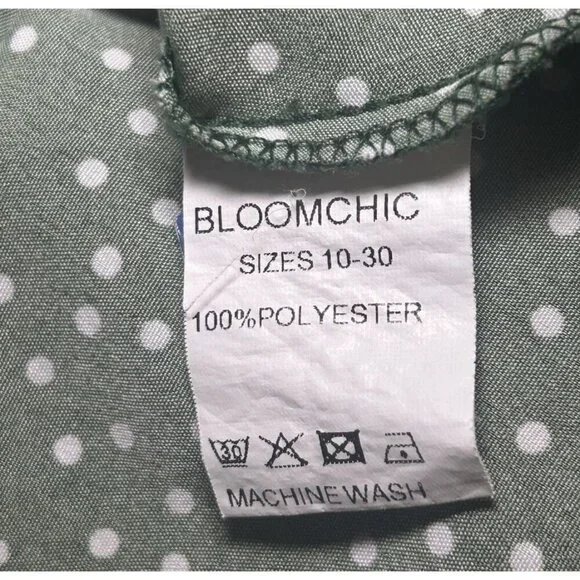 BloomChic Green & White Polka Dot V Neck Ruffle Blouse Plus Size 22/24 - Picture 8 of 8